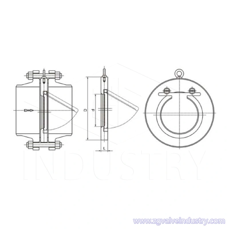 wcb / stal nierdzewna gb jednopłytowy zawór zwrotny waflowy; 