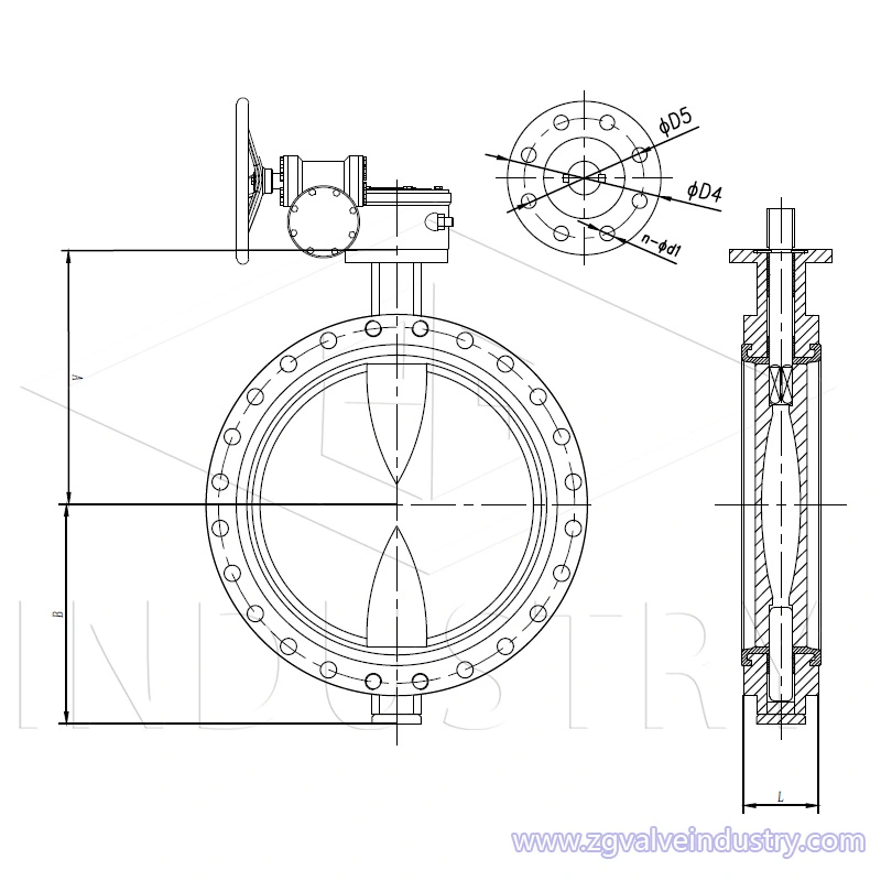 Válvula de mariposa tipo u ansi cl150 / din / bs / jis 10k de la válvula zg 