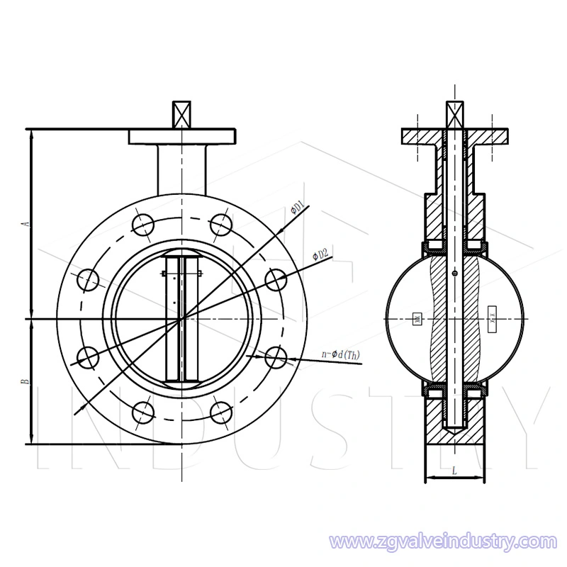Válvula de mariposa tipo u ansi cl150 / din / bs / jis 10k de la válvula zg 