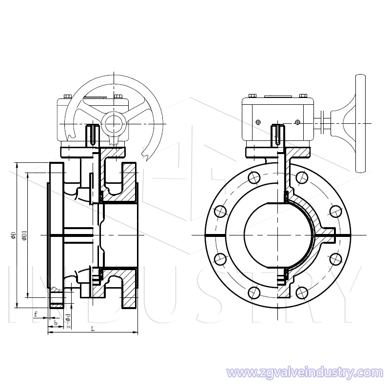válvula de mariposa de brida completamente revestida de la válvula zg 
