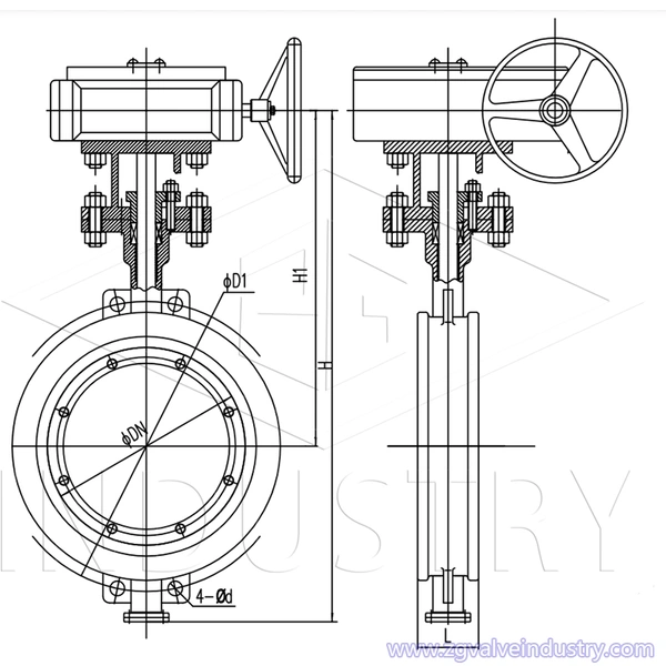 katup kupu-kupu tipe tri-eksentrik wafer/lt/flange