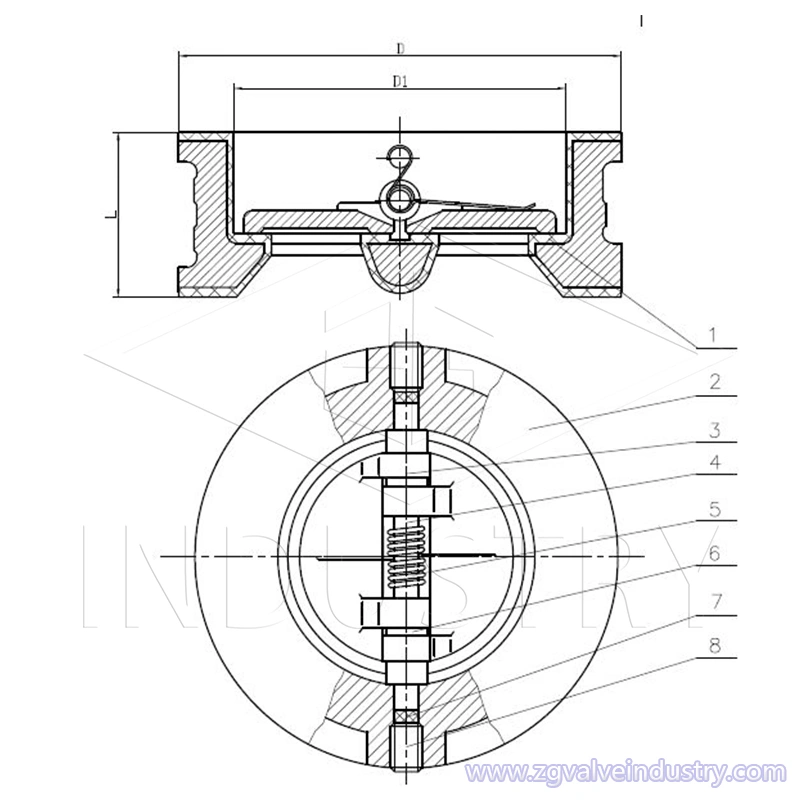 Wafer Type Double Plate Check Valve Body Covered with EPDM——ZG VALVE