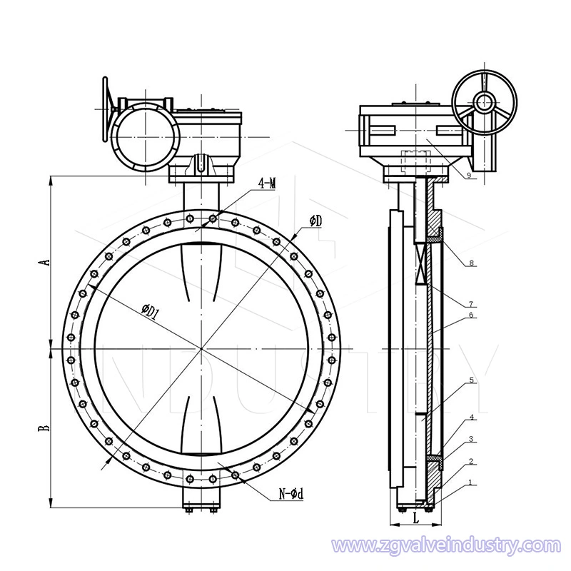 vanne papillon à bride de grande taille de la vanne zg