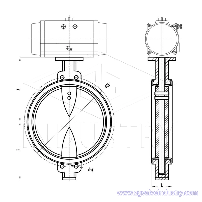 شیر پروانه ای ویفر پنوماتیک از شیر zg