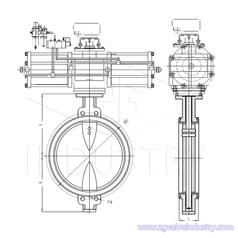 vanne papillon pneumatique de plaquette de la vanne zg