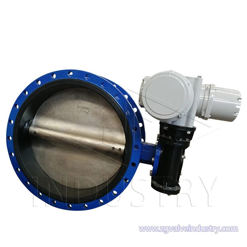 zawór motylkowy kołnierzowy o dużym rozmiarze z siłownikiem elektrycznym z zaworu zg